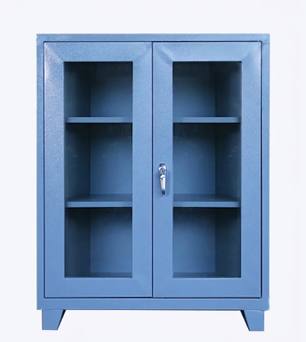 JUNIOR STEEL OFFICE CUPBOARD WITH TRANSPARENT GLASS PANEL